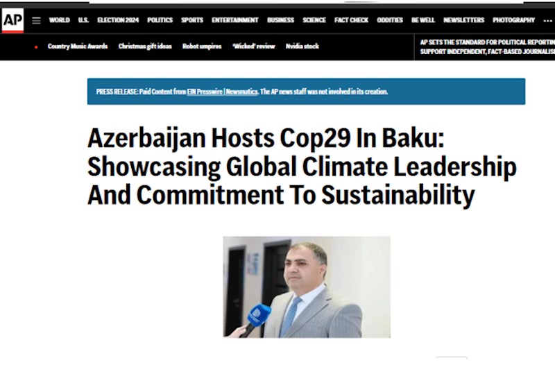 Vasif Hesenli dunyaca nufuzlu &quot;Associated Press&quot; agentliyinde COP29-dan yazdi — TAM METN