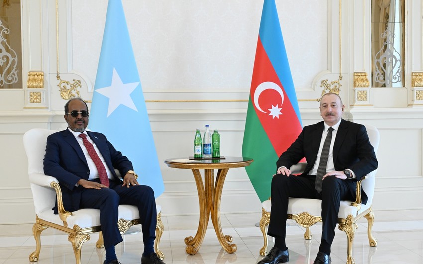 Azerbaycan ve Somali prezidentleri metbuata beyanatlarla cixis edibler