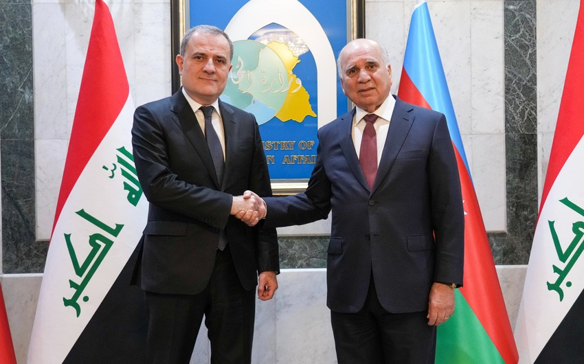 Ceyhun Bayramov iraqli hemkari ile gorusub