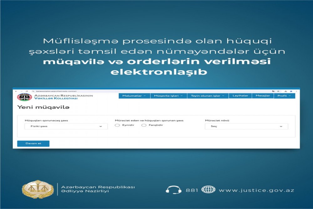 Muflislesme prosesi ile bagli muqavile ve orderlerin verilmesi elektronlasib