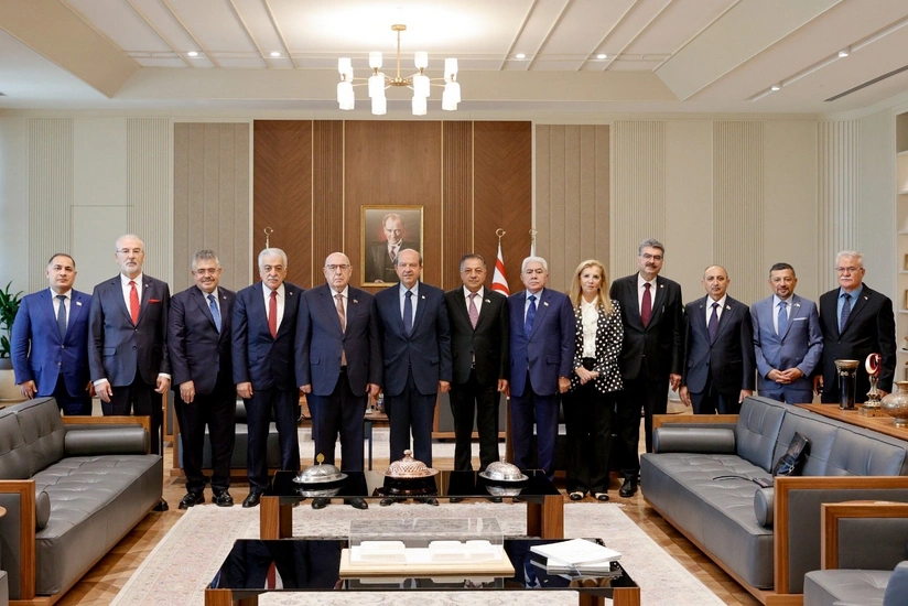 Ersin Tatar Azerbaycan, Turkiye ve Simali Kipr parlament numayende heyetini qebul edib