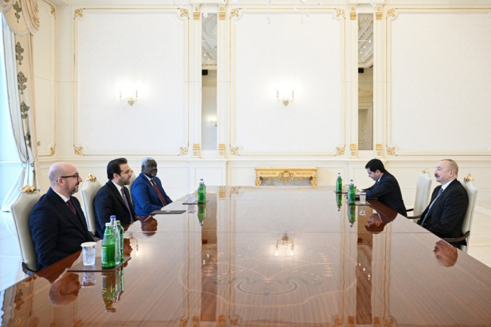 Prezident &ldquo;Zayed Insan Qardasligi Mukafati&rdquo; ile bagli numayende heyetini qebul edib