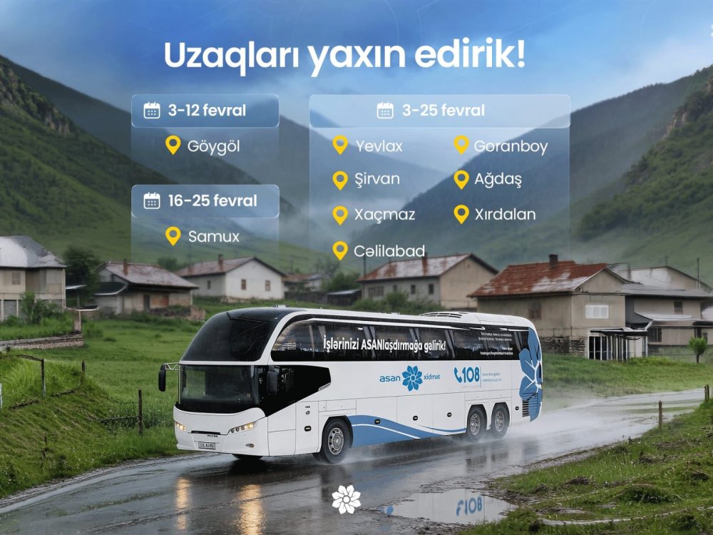 Fevralda Seyyar ASAN-in xidmet gostereceyi unvanlar